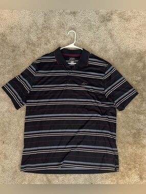 Greg Norman Collection Black Polo with Gray and White Stripes